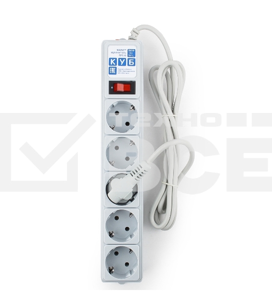 Сетевой фильтр POWER CUBE 1,9 м.* 5 розеток, серый