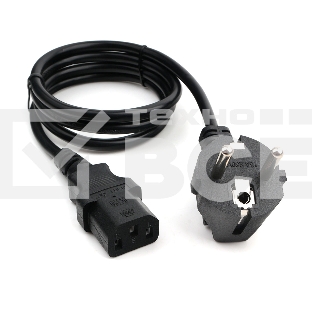 Кабель питания Cablexpert PC-186-1M, 1м, Schuko- C13, 6А, черный, с заземлением