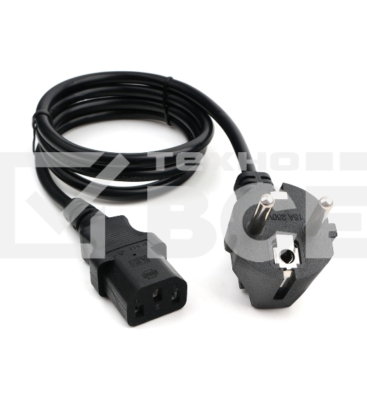 Кабель питания Cablexpert PC-186-1M, 1м, Schuko- C13, 6А, черный, с заземлением