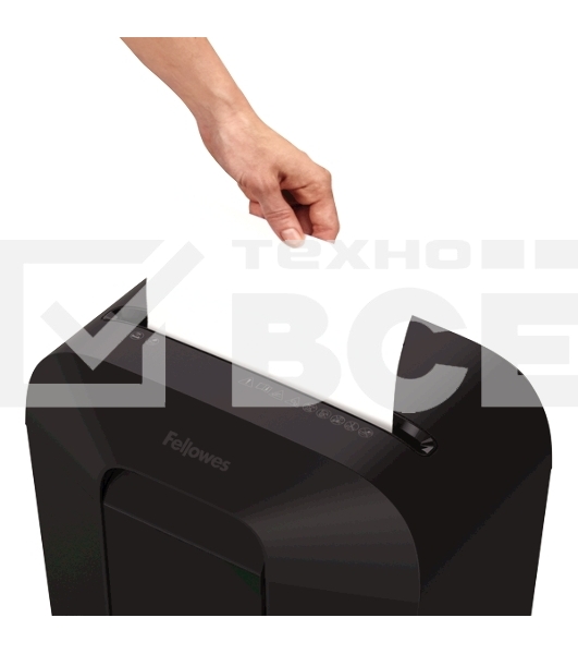 Шредер Fellowes PowerShred LX50 черный (секр.P-4)/перекрестный/9лист./17лтр./скрепки/скобы/пл.карты