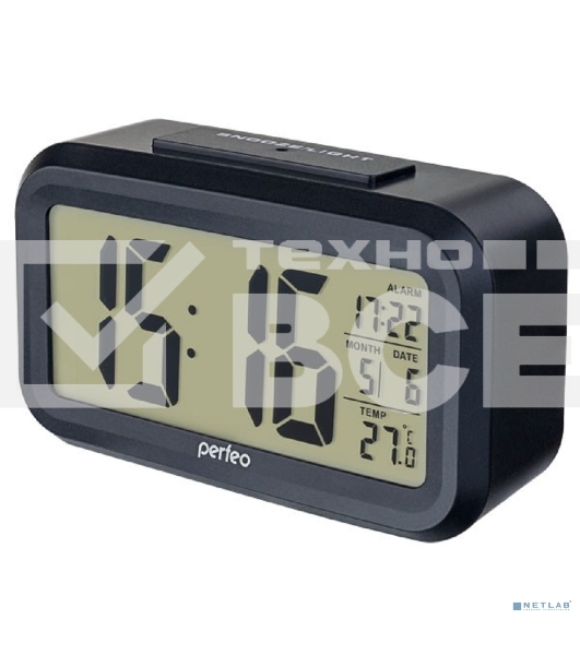 Часы-будильник Perfeo 'Snuz', черный, (PF-S2166) время, температура, дата