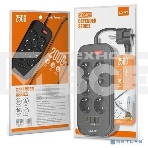 Сетевой фильтр Perfeo LD_B4436 LDNIO SE6403/ Сетевой удлинитель 2м + ЗУ на 4 USB/ 6 розеток (медь) - 2500W/ USB - 17W/ черный/серый, фото 1