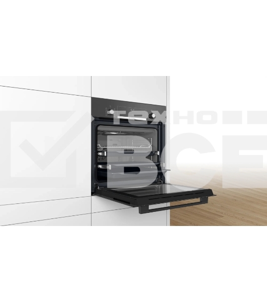 Духовой шкаф электрический Bosch HBJ558YB3Q, 60 см, 66 л, черный, класс энергоэффективности А, 8 режимов, LCD-дисплей, галогенное освещение, самоочистка EcoClean