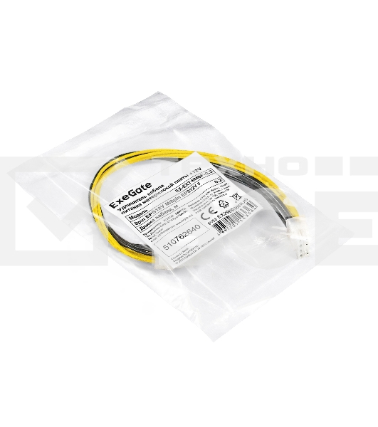 Удлинитель кабеля питания материнской платы +12V ExeGate EX-EXT-8M8F-0.2 (8pin EPS12V M/8pin EPS12V F, 0,2м)