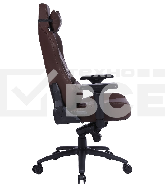 Кресло игровое Cactus CS-CHR-0112BR коричневый, сиденье коричневый, эко.кожа, с подголов. крестовина металл, пластик черный