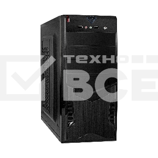 Компьютерный корпус Miditower ExeGate CP-604-UNS500 (ATX, БП UNS500 с вент. 12см, 2*USB, аудио, черный)
