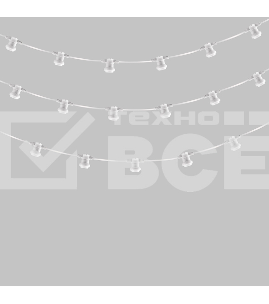 Гирлянда Neon-night Белт-Лайт 2 жилы, 50 м, шаг 20 см, 250 патронов E27, IP65, белый круглый провод