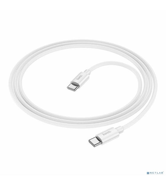 Кабель USB2.0 Hoco Type-C/Type-C, 3А, 60Вт, силиконовая оплетка, X87, 1м, белый, коробка