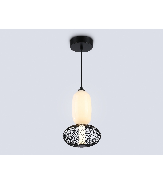Подвесной светодиодный светильник Ambrella light LH11007 BK/FR черный/белый матовый 15W 3000K D220*350