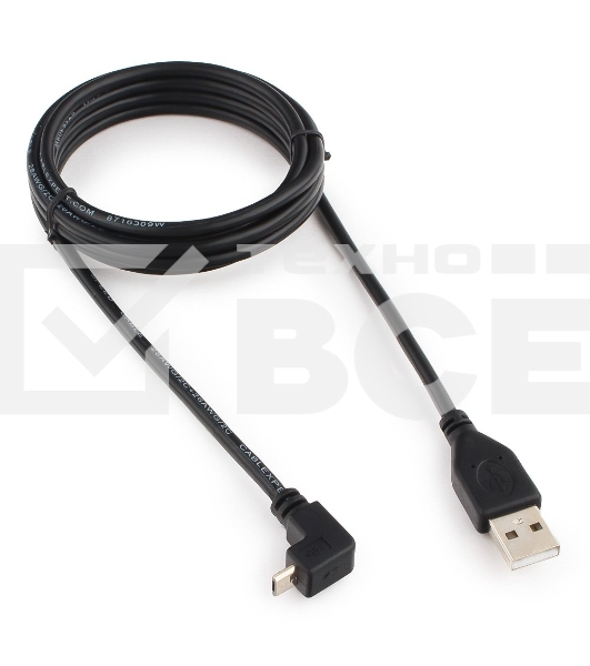 Кабель Gembird/Cablexpert Pro CCP-mUSB2-AMBM90-6, AM/microBM 5P, 1,8м, угловой, экран, черный