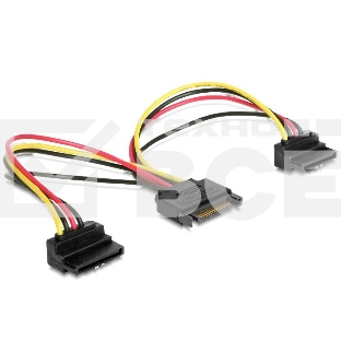 Кабель Gembird/Cablexpert Кабель питания SATA, 15см, 15pin (M)/2x15pin(F) на 2 SATA устройства, угловой разъем (CC-SATAM2F-02)