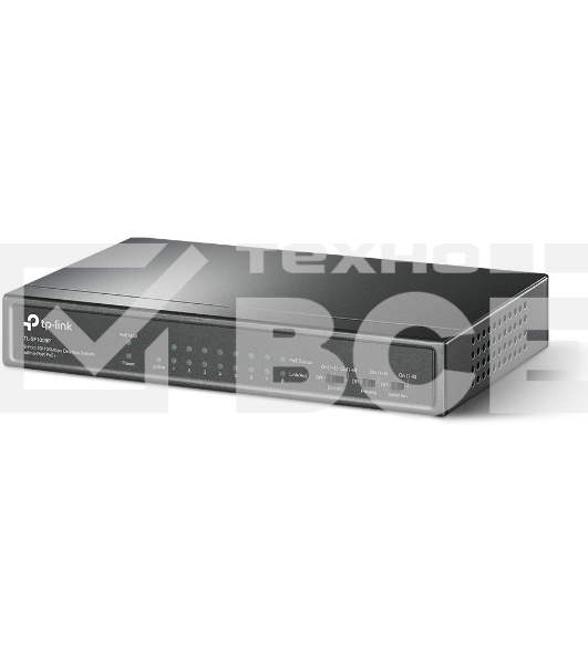 Коммутатор 9-port 10/100Mbps unmanaged switch with 8 PoE+ ports, compliant with 802.3af/at PoE, 65W PoE budget, support 250m Extend Mode, Priority mode and Isolation mode, desktop mount, plug and play.