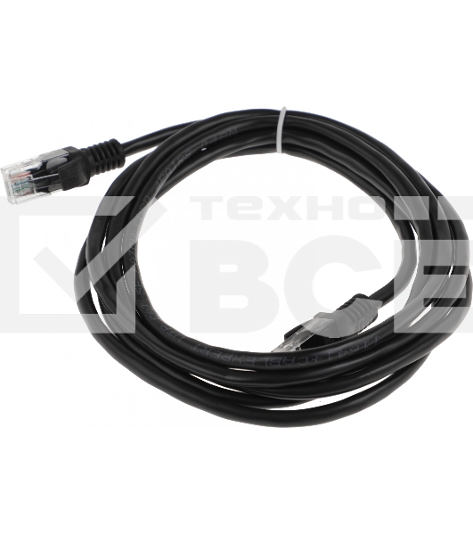 Патч-корд UTP Cablexpert кат.5e, 2м, литой, многожильный (чёрный)