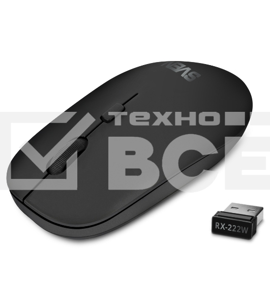 Мышь беспроводная SVEN RX-222W черный, 1800 dpi, радиоканал, Bluetooth, USB, кнопки - 4