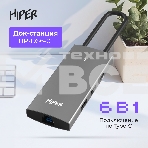 Док-станция HIPER Docking station USB-C HUB 6in1 (1*USB-C 100W PD, 1*HDMI 4K@60Hz, 2*USB-A 3.0 (5Gbps data), 1*USB-C 3.0 (5Gbps data), 1*RJ45 Gb), фото4