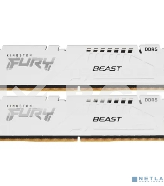Оперативная память Kingston Fury Beast, DDR5, 64GB (2x32GB), 5600MHz, CL40, DIMM, с радиатором, белый