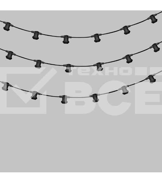 Гирлянда Neon-night Белт-Лайт 2 жилы, 50м, шаг 20см, 250 патронов E27, IP65, черный круглый провод