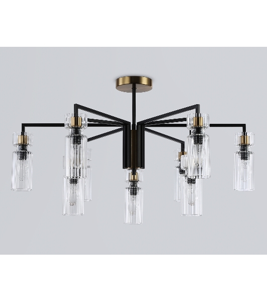 Люстра Ambrella light LH56117/9 BK/BS/CL черный/латунь/прозрачный E14*9 max 40W D765*440