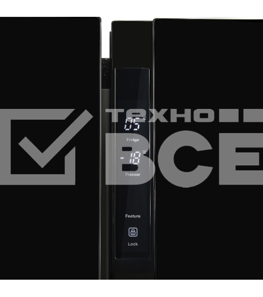 Холодильник Hyundai CS5003F черное стекло двухкамерный Side by Side 331/165л морозилка сбоку