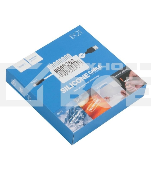 Кабель USB HOCO X21 Silicone для Type-C, 2.0А, 3.0A, длина 1.0м, белый