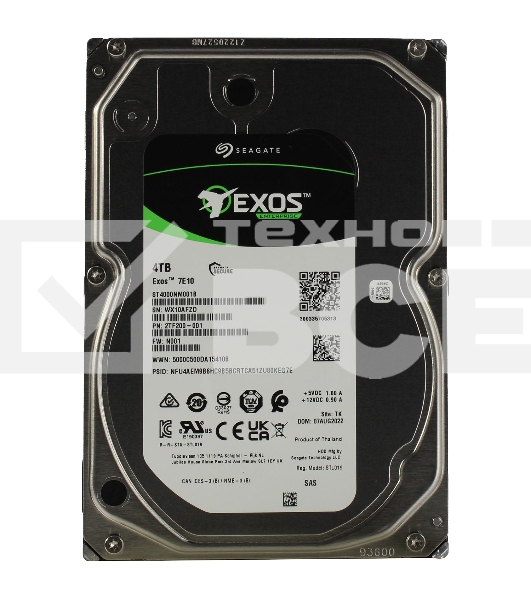 Жесткий диск Seagate HDD Server Exos 7E10 512N (3.5'/ 4TB/ SAS 12Gb/s / 7200rpm)