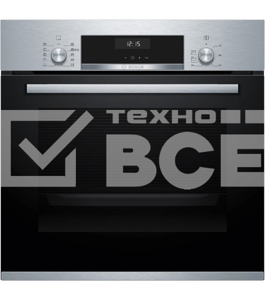Духовой шкаф электрический Bosch HBJ558YS3Q, 60 см, 66 л, нержавеющая сталь, класс энергоэффективности А, 8 режимов, LCD-дисплей, галогенное освещение, самоочистка EcoClean