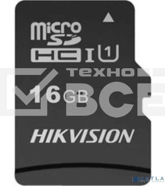 Флеш карта microSDHC 16GB Hikvision HS-TF-C1(STD)/16G/Adapter <HS-TF-C1(STD)/16G/Adapter> (с SD адаптером) R/W Speed 90/12MB/s
