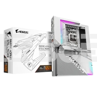 Материнская плата Gigabyte B650E AORUS STEALTH ICE, AM5, AMD B650E, 4xDDR5, 4xSATA, 3xM.2, 1xPCI-E 5.0 x16, 1xHDMI, 1xUSB 4 Type-C, 2xUSB-A 3.2 Gen 2, 5xUSB-A 3.2 Gen 1, 4xUSB-A 2.0, 1x 2.5Gb LAN, 3x3.5 мм, 7.1, ATX