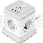 Сетевой фильтр Cablexpert Tower, TWR-4-U3-W-3, 4р, 10А, 3xUSB, 3.1А, 3м, ур.защиты 2+, белый, коробка, фото2