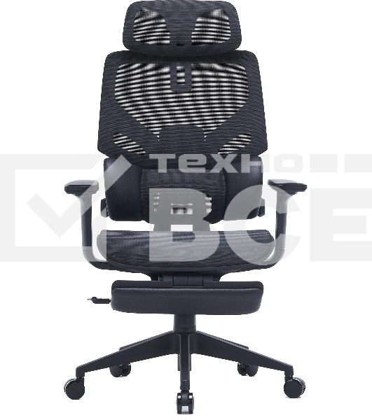 Кресло компьютерное Cactus CS-CHR-MC01-BK черный, сетка, эко.кожа, с подголов. крестов. пластик
