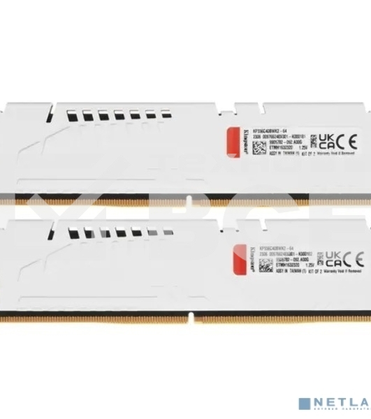 Оперативная память Kingston Fury Beast, DDR5, 64GB (2x32GB), 5600MHz, CL40, DIMM, с радиатором, белый