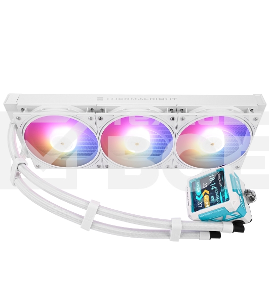 Водяное охлаждение для процессора Thermalright Frozen Warframe Pro 360 White ARGB (360mm, White, ARGB/ Fans: 3x120mm, 70.84CFM, 29.8dBA, 2000RPM/ Pump height 60mm, 23dBA, 3000RPM, Rad thickness 27mm/ S: 1200, 1700, 1851, 2011, 2066, 115X, AM4, AM5)
