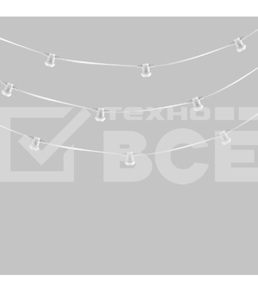 Гирлянда Neon-night Белт-Лайт 2 жилы, 50 м, шаг 40 см, 125 патронов E27, IP65, белый круглый провод