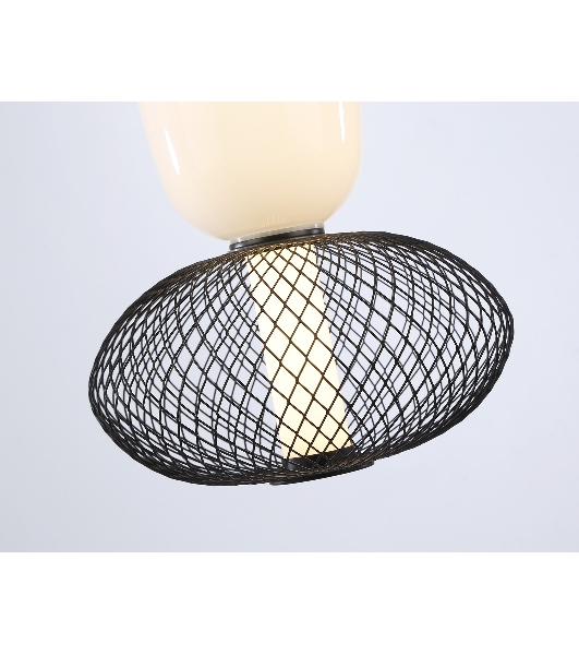 Подвесной светодиодный светильник Ambrella light LH11007 BK/FR черный/белый матовый 15W 3000K D220*350