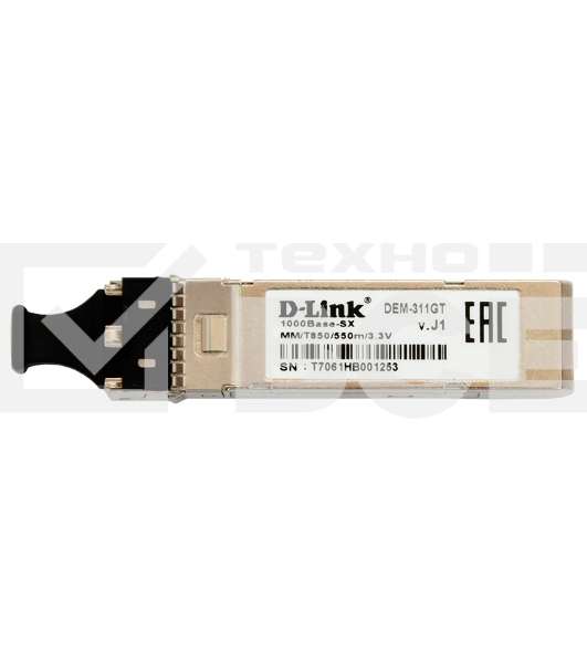 Трансивер D-Link 311GT/A1A SFP-трансивер с 1 портом 1000Base-SX для многомодового оптического кабеля (до 550 м)