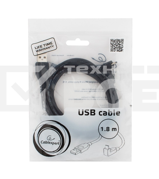 Кабель Gembird/Cablexpert Pro CCP-mUSB2-AMBM90-6, AM/microBM 5P, 1,8м, угловой, экран, черный
