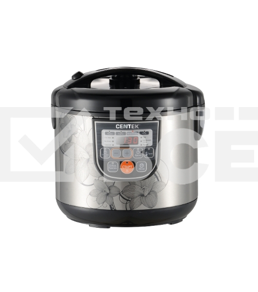 Мультиварка Centek CT-1498 (чёрный, сталь) 700Вт, 5.0л, 10 программ + 28 программ Мультишеф