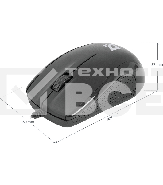Мышь проводная Defender Optimum MB-160 черный, 1000 dpi, USB, кнопки - 3