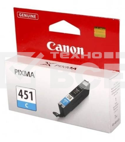 Картридж струйный CLI-451C (6524B001) для Canon PIXMA iP7240/MG6340/MG5440, Голубой, 332стр.