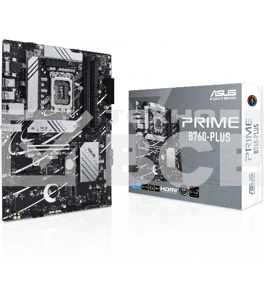 Материнская плата ASUS PRIME B760-PLUS, LGA 1700, Intel B760, 4xDDR5, 4xSATA, 3xM.2, 1xPCIe 4.0 x4, 1xPCIe 5.0 x16, 2xPCIe x1, 1xDP, 1xHDMI, 1xVGA, 2xUSB-A 3.2 Gen 2, 1xUSB-C 3.2 Gen 2x2, 1x 2.5Gb LAN, 3x3.5 мм, 7.1, ATX