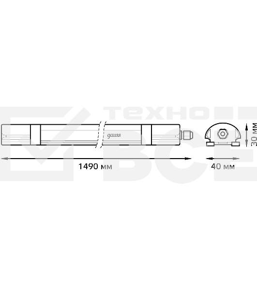 Светильник светодиодный Gauss 45Вт 4000К IP65 линейный матовый 1/30