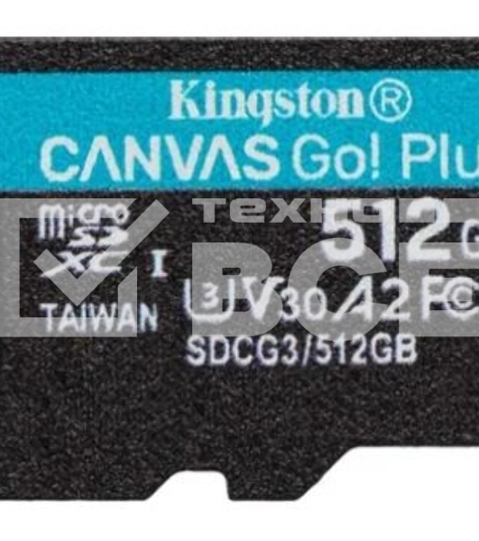 Флеш карта Kingston microSD 512GB microSDXC Class 10 UHS-I U3 V30 Canvas Go Plus 170MB/s