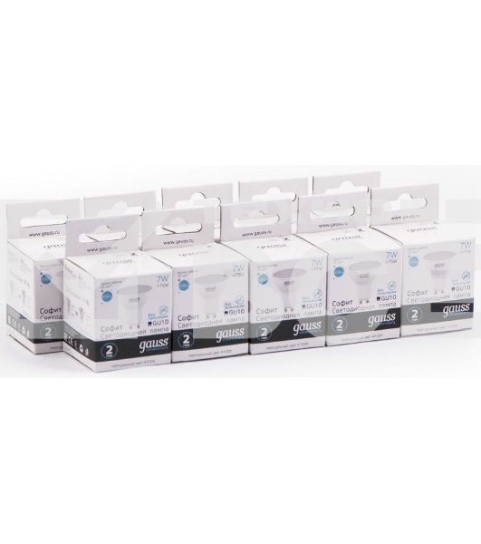 Лампа светодиодная Gauss Elementary MR16 7Вт цок.:GU10 спот 220B 4100K св.свеч.бел.нейт. MR16 (упак.:10шт) (13627)