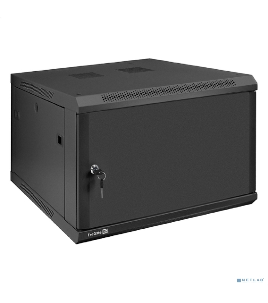 Шкаф телекоммуникационный 19' настенный 6U ExeGate EC-WM-6U.600.M.BLACK (19', 6U, 600x600x370 мм (ШхГхВ), передняя дверь металл, съемные боковые панели, пыле- и влагозащита IP23, черный RAL 9004)