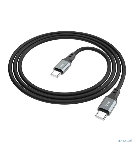 Кабель USB2.0 Hoco Type-C/Type-C, 3А, 60Вт, силиконовая оплетка, X86, 1м, черный, коробка