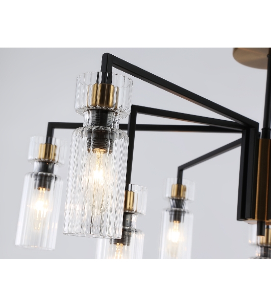 Люстра Ambrella light LH56117/9 BK/BS/CL черный/латунь/прозрачный E14*9 max 40W D765*440