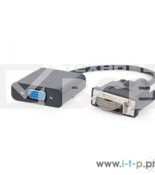 Переходник DVI-D-VGA Cablexpert A-DVID-VGAF-01, 25M/15F, длина кабеля 0,2м, черный, пакет
