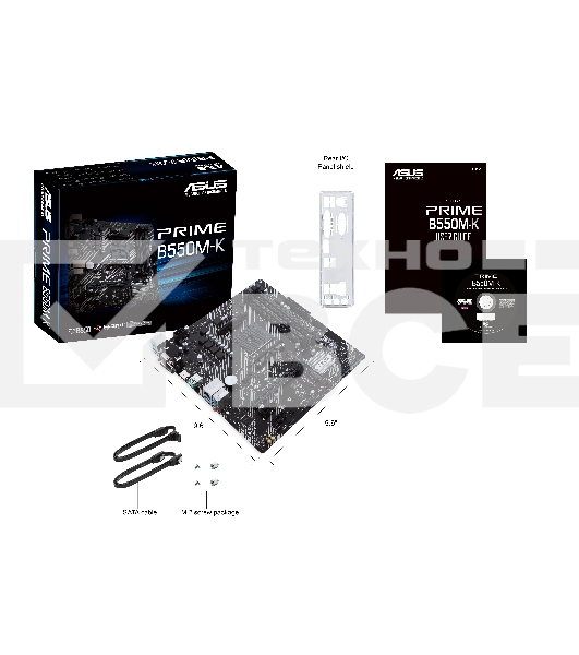 Материнская плата ASUS PRIME B550M-K, AM4, AMD B550, 4xDDR4, 4xSATA, 2xM.2, 1xPCIe 4.0 x16, 2xPCIe x1, 1xDVI-D, 1xHDMI, 1xVGA, 1x 1Gb LAN, 4xUSB 3.2 Gen 1, 2xUSB 3.2 Gen 2, 3x3.5 мм, 7.1, mATX