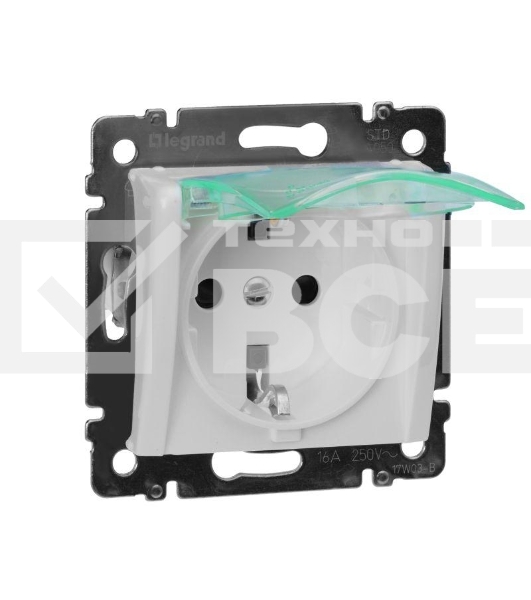 Электроустановочные изделия Legrand Legrand 774220 Розетка Valena влагозащищенная IP44 с заземлением с крышкой и защитными шторками (белая)