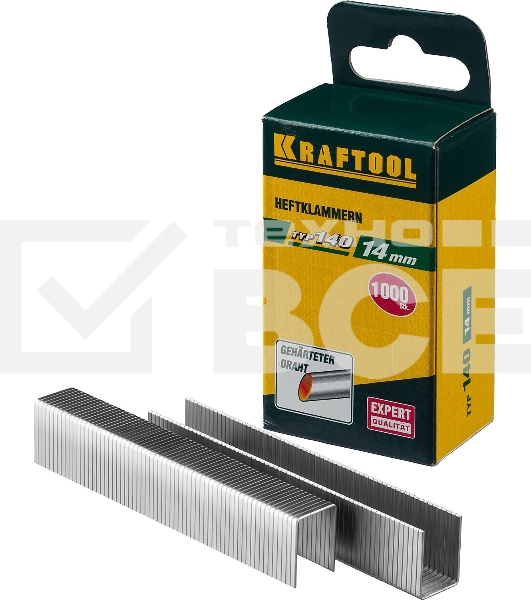 Скобы для степлера KRAFTOOL 14 мм широкие тип 140, 1000 шт